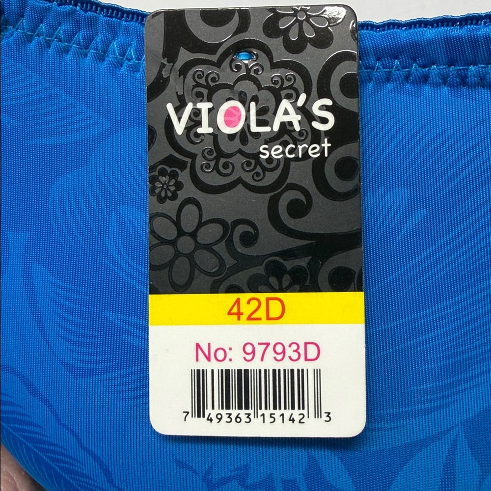 Viola’s Secret NWT Royal Blue Floral Padded Underwire Bra 9793D 42D - Picture 4 of 8